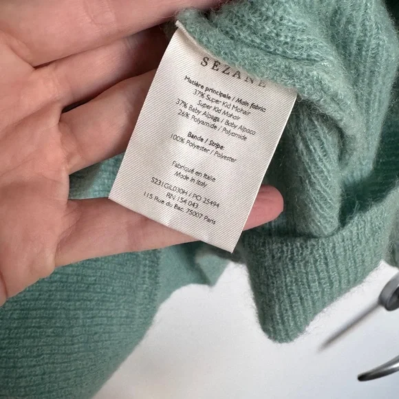 Sezane Barry Knit Cardigan - Green / Teal - Picture 5 of 8